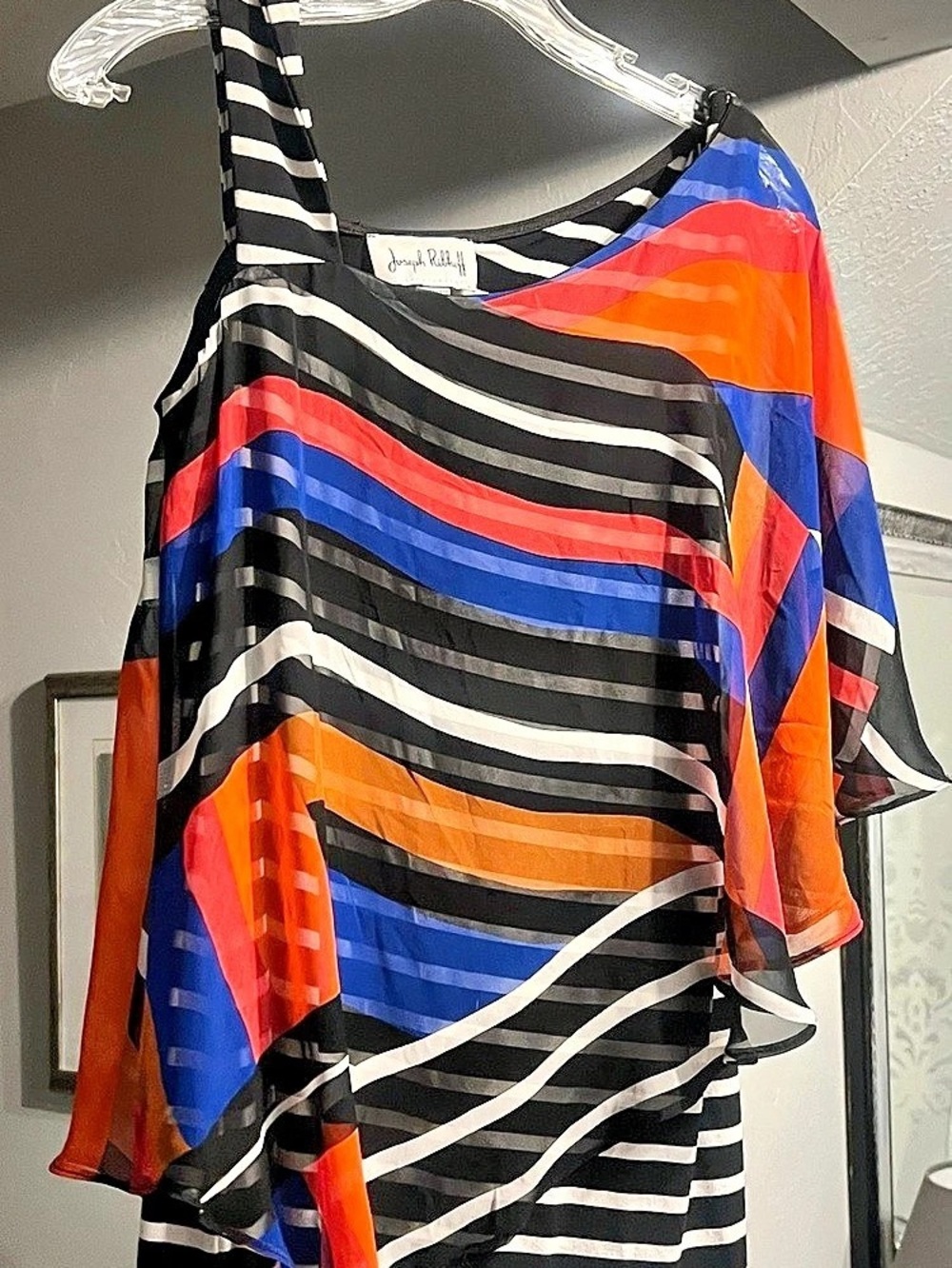 Joseph Ribkoff Striped Blouse in Black & Blue Size 10 Like New